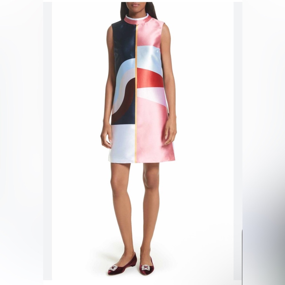 TED BAKER Niema Colorblock Mini‎ Dress Size 3 Structure Festive Holiday